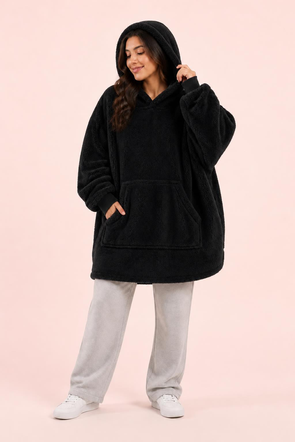 Sudadera cobija oversize color negro