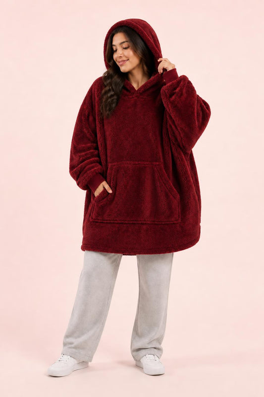 Sudadera cobija oversize color vino